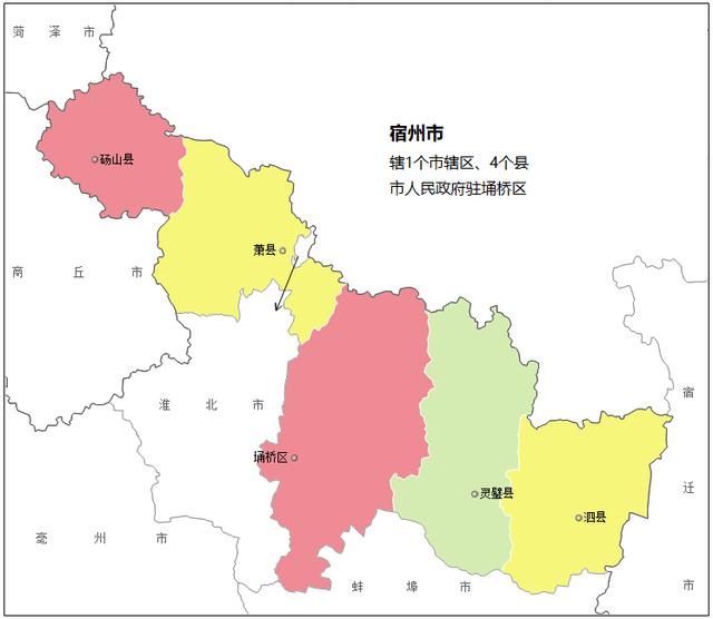 宿州市各区县:埇桥区人口最多面积最大gdp第一,泗县gdp排最后