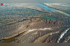 Aerial Shots of the Tarim River in Spring, Xinjiang