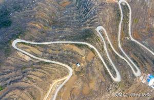 Aerial Shot of the Panoramic Mountain Road to Doumuquan Village, Jinan
