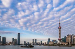 Large Fish Scale Clouds Appear Above the Bund, Creating a Spectacular Layered Scene