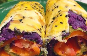 Low-Calorie Purple Yam and Egg Spring Rolls - Healthy and Delicious Breakfast