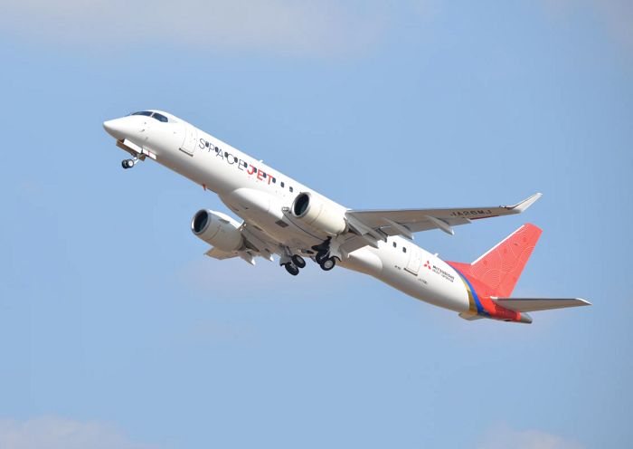 太平洋电脑网▲三菱SpaceJet MR90最终原型测试机已完成首次飞行