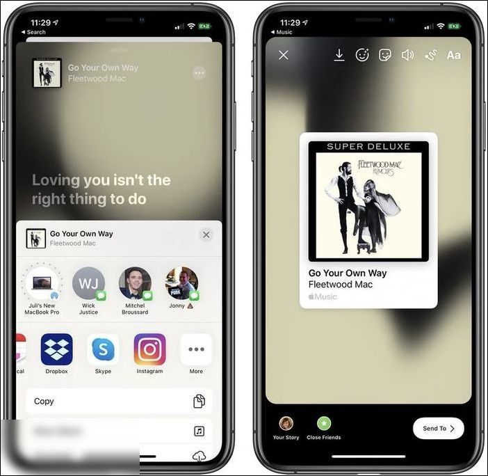 太平洋电脑网▲iOS 13.4.5 新功能：将 Apple Music 分享至 Ig