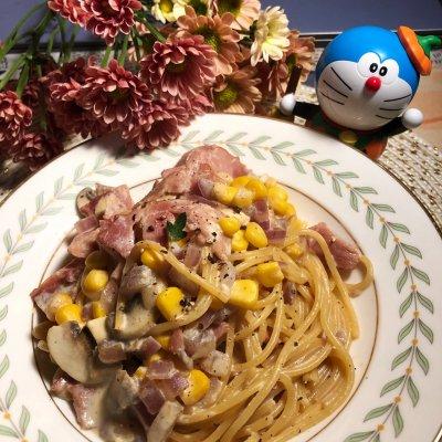 大人小孩都爱吃的培根蘑菇奶香意面，学起来