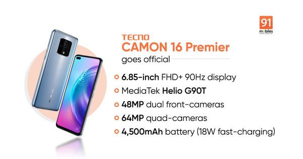 Tecno Camon 16 Premier在印度发布 配置均衡千元机