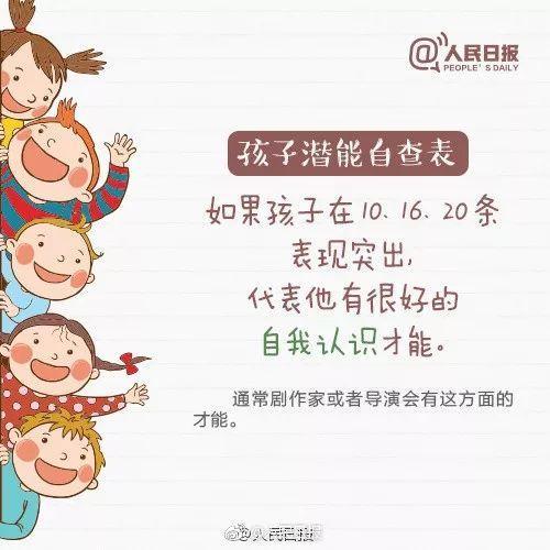 「你的育儿经」人民日报发布《孩子潜能自查表》，别埋没孩子天赋