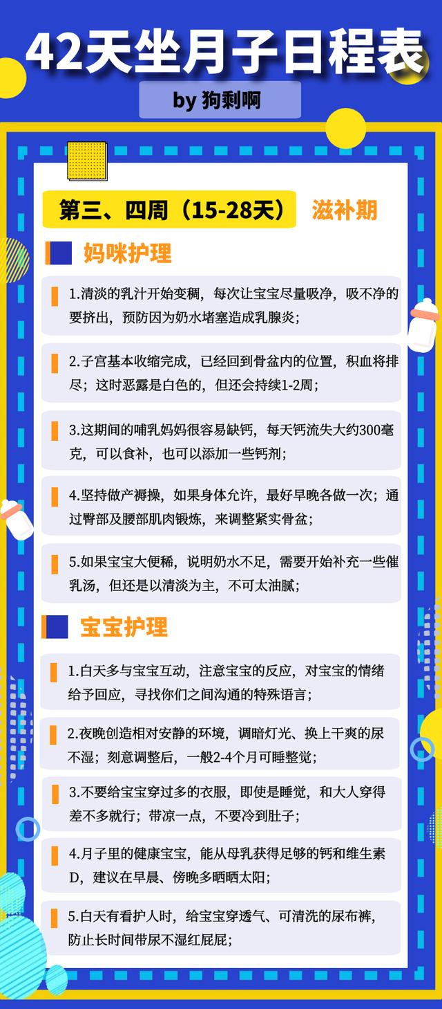 你的育儿经|42天坐月子日程表，超全超精细，准爸妈一定要收藏