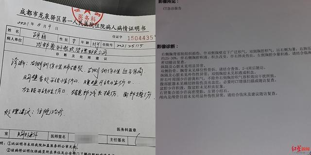 病情证明书和影像诊断求助信息上写道,胡丽全身有17处刀伤,其中:"