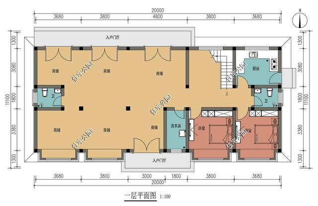 一楼开店赚钱，二楼住人生活，20×8米带商铺户型躺着就能赚钱