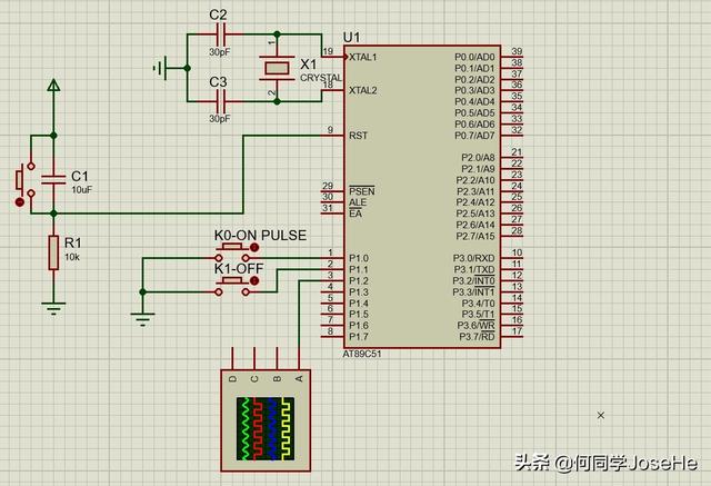 51单片机定时器产生2：5周期为100ms方波，按键控制开关