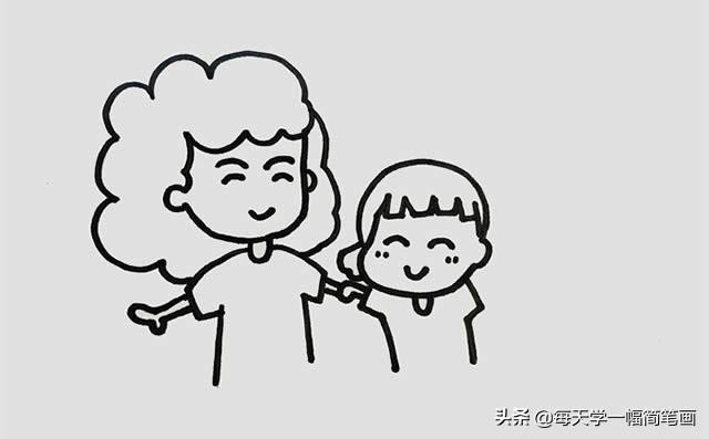 【你的育儿经】每天学一幅简笔画--一家三口手拉手简笔画图片