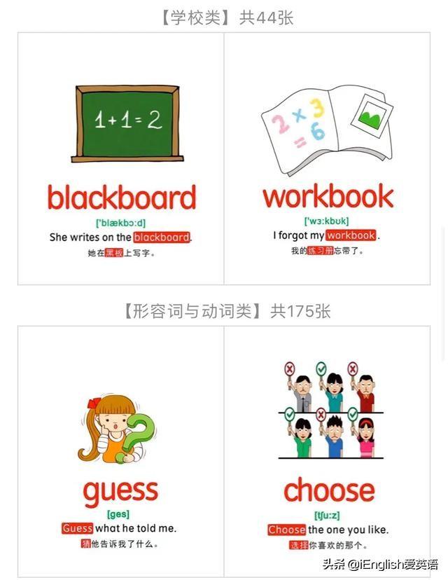 你的育儿经|10个主题795张单词卡 带音标和例句 图案精美可打印 英语启蒙必备