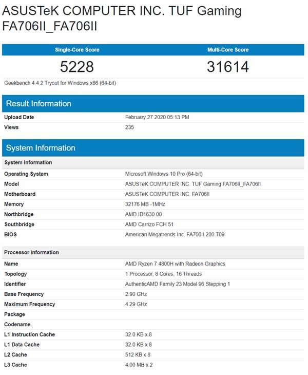 「太平洋电脑网」果然可以战i9!锐龙7 4800H跑分成绩曝光