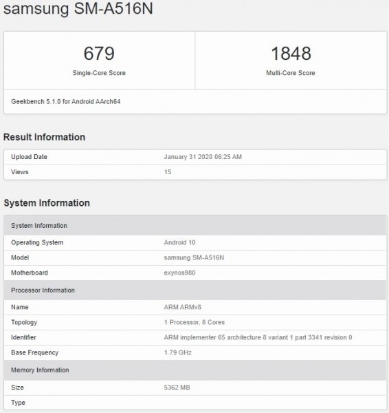 太平洋电脑网■Exynos 980终于要在自家机器上搭载 三星Galaxy A51 5G跑分曝光