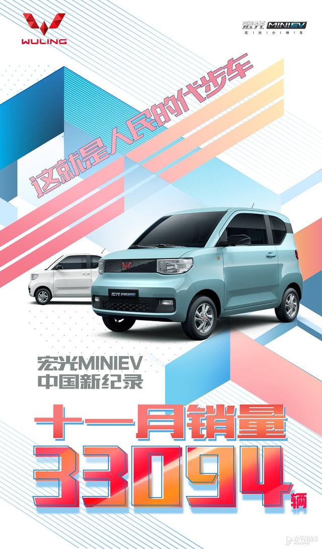 宏光MINI EV 11月售33094辆 刷新历史成绩