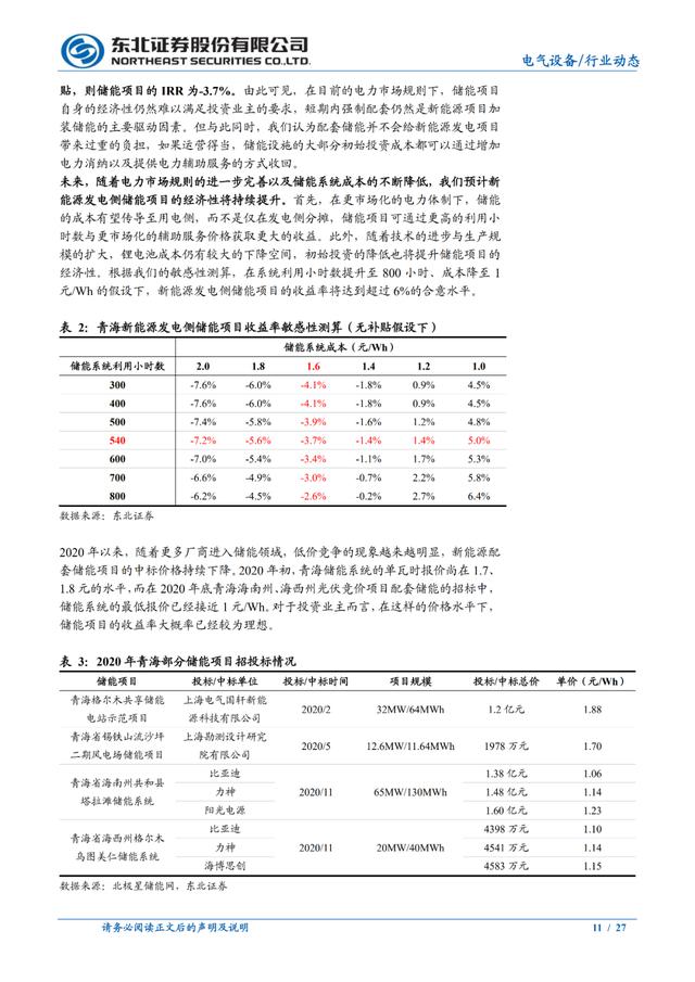 储能|「产业报告」政策逐渐清晰，新能源发电侧储能有望加速
