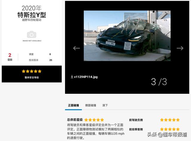 资讯｜全五星！特斯拉Model Y美国NHTSA安全评价出炉