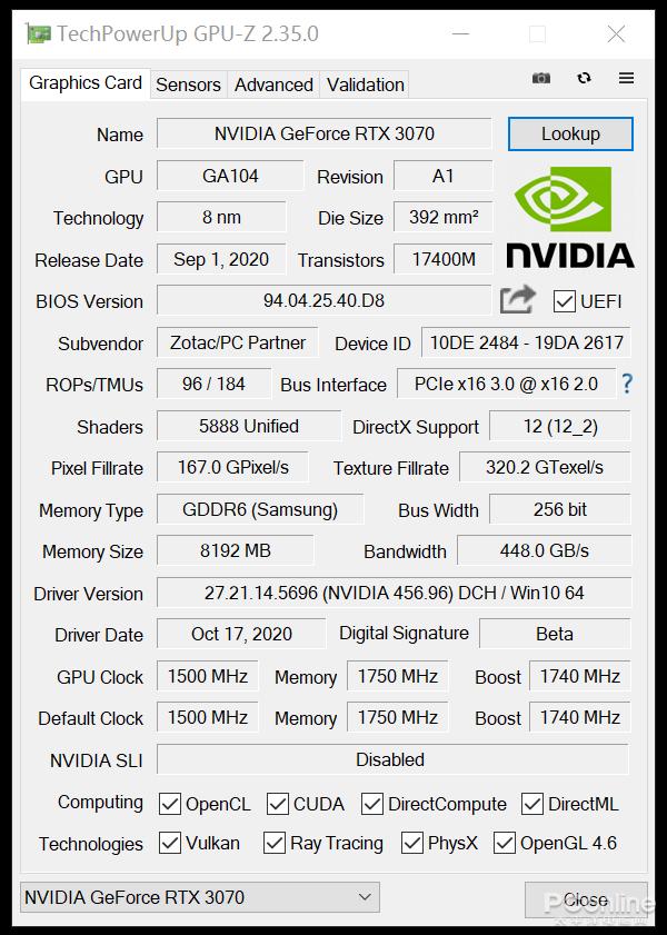 RTX 3070非公首测 比公版低9度 只贵了100