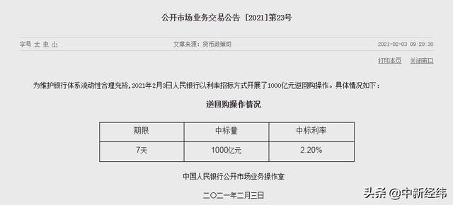 回购|央行开展1000亿元逆回购 连续多日恢复大额投放