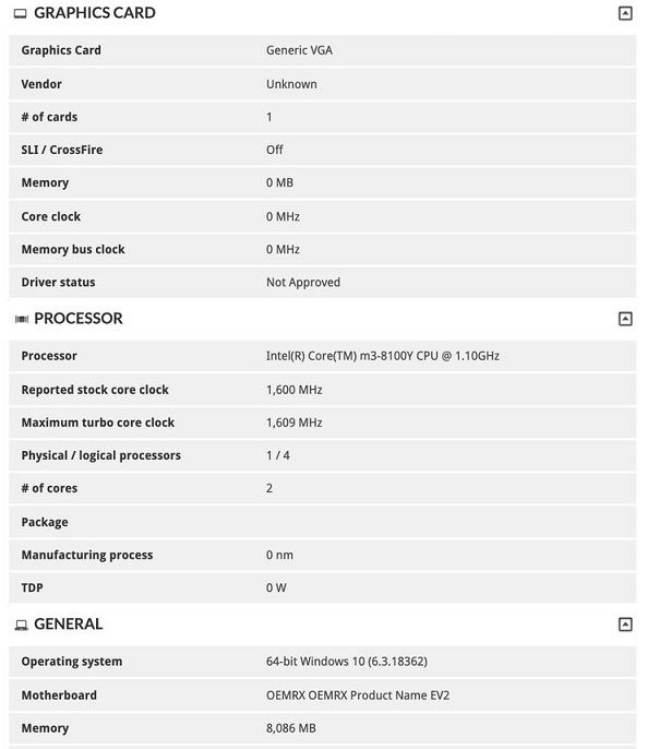 「太平洋电脑网」Surface Go 2基准测试曝光 采用酷睿m3-8100Y处理器