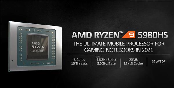 AMD正式发布锐龙5000U/5000H：Zen3架构、两天不用充电