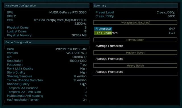 英特尔酷睿i9-11900K跑分再曝光 奇点灰烬1080P帧率64.7FPS