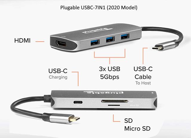 Plugable推出支持以太网和4K HDMI视频输出的新型7合1集线器