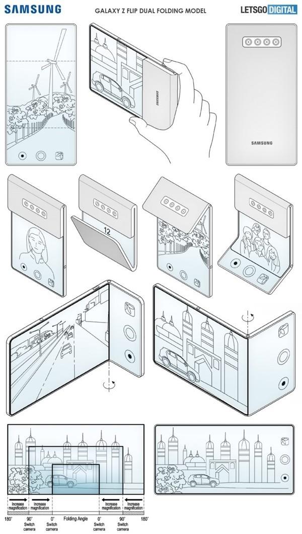 三星折叠屏新机渲染图曝光 采用双铰链双折叠设计