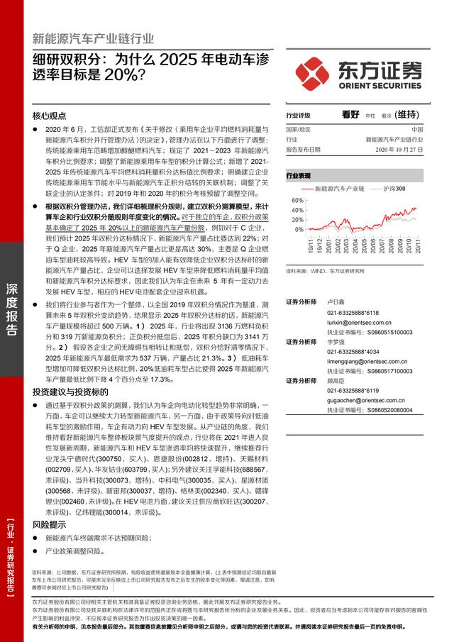 新能源汽车产业链行业研究报告：电动车渗透率目标20%