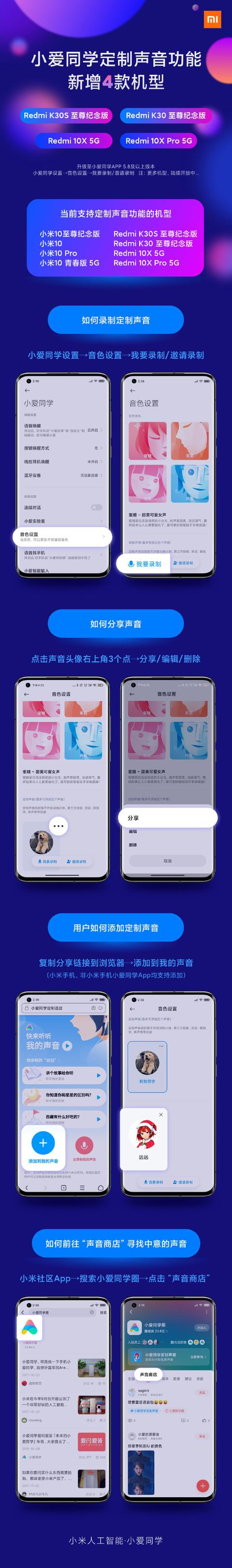 Redmi用户有福了 小爱同学定制声音功能新增4款机型