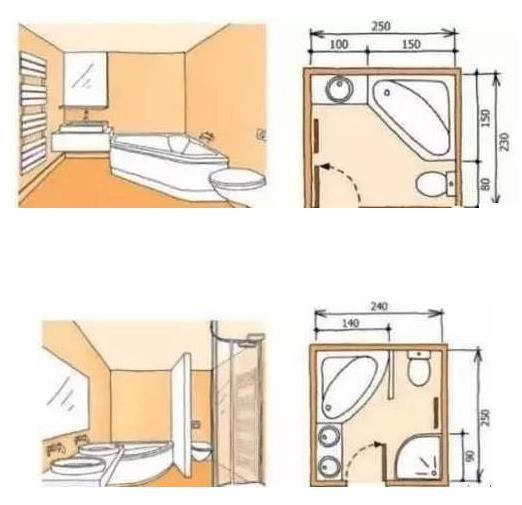 超全卫生间布局设计来了，3-9㎡全有，收藏起来用