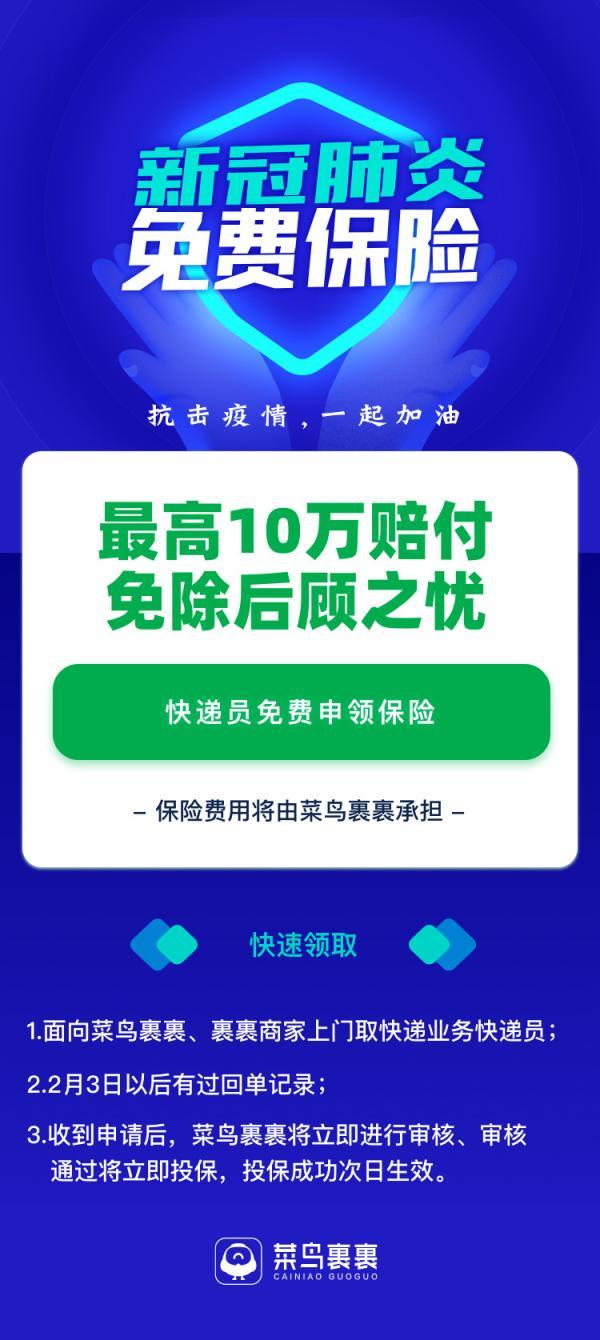 #中国网#过万快递员已领取菜鸟裹裹免费保险 最高10万赔付免后顾之忧
