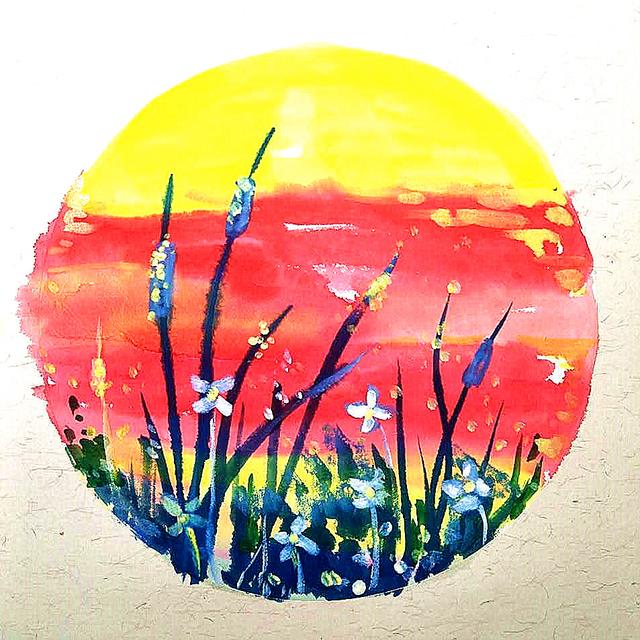 #超级宝妈#体验水粉薄涂法，绘制精彩童年，少儿美术儿童画水粉创意《香蒲》