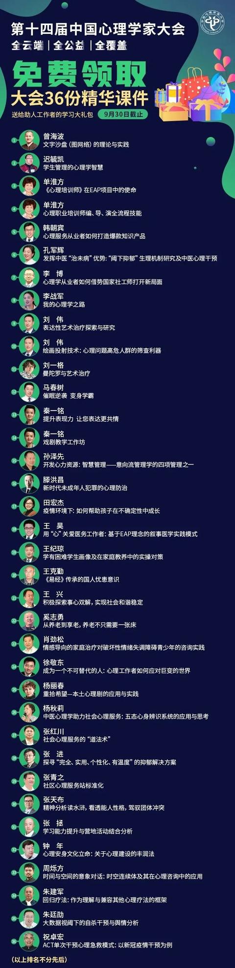 最后两天 | 免费领取第十四届中国心理学家大会专家演讲课件