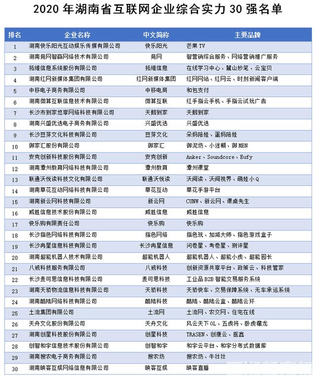 长沙企业囊括2020年湖南省互联网企业50强