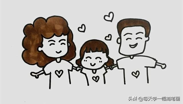 【你的育儿经】每天学一幅简笔画--一家三口手拉手简笔画图片