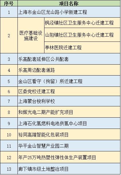 项目|定了！2021年金山区重大工程和实事项目出炉
