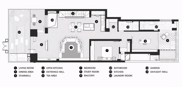 下沉式客厅+小花园，这个300㎡复式的家太治愈了吧