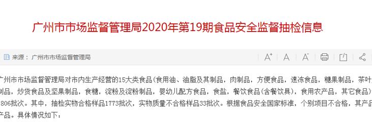 不要吃！公布：33批次食品抽检不合格，长期摄入或致畸致癌