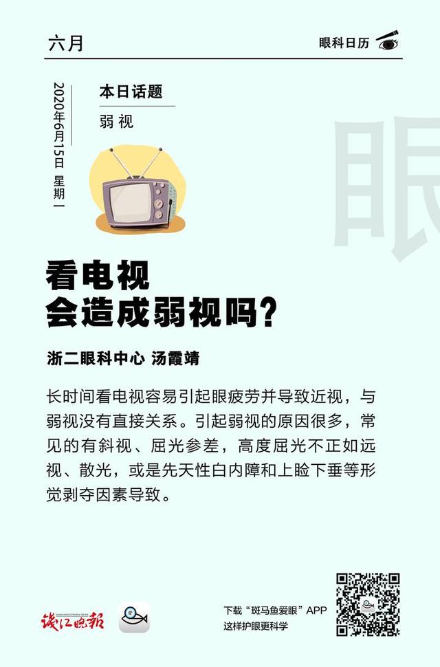 你的育儿经|「眼科日历·6月15日」看电视会造成弱视吗？