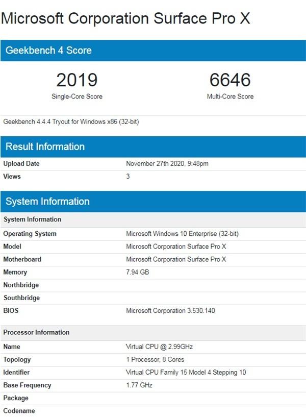 跑分曝光：苹果M1 Mac运行虚拟化Win10速度快于Surface Pro X 2