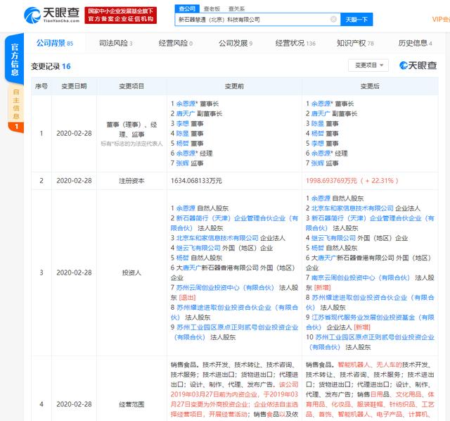 环球网：无人配送企业新石器获理想汽车领投近2亿元融资