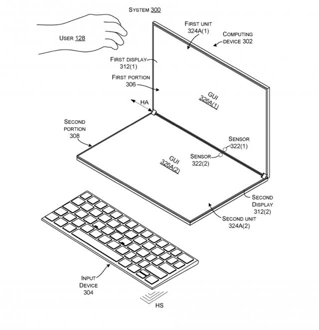 #环球网#Surface Neo新专利曝光：屏幕遮挡可自动调整显示区域