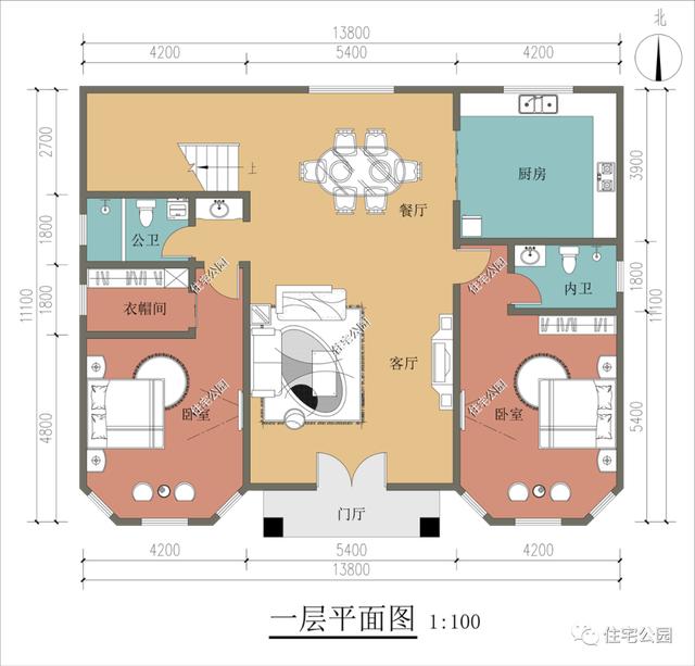 13×11米三层农村洋楼，开放式客厅配上大套卧，谁住谁舒服