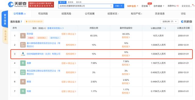 教育|好未来入股北京快乐芭蕾教育科技有限公司，持股比例为10%