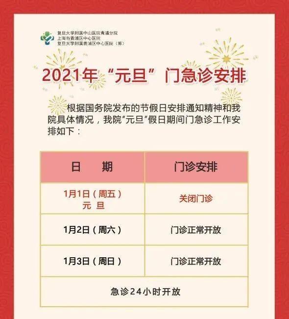 浦兴街道生活日记——「提示」沪上三级医院“元旦”假期门急诊安排一览→