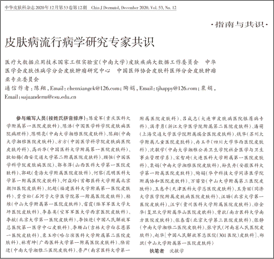 湘雅医院陈翔教授牵头制定我国首个皮肤病流行病学研究专家共识