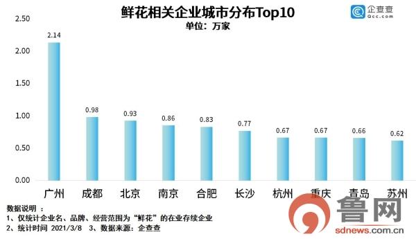 山东鲜花相关企业达3.13万家名列全国前三，青岛“领跑”全省