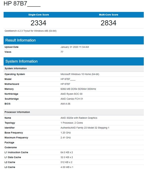 [太平洋电脑网]AMD速龙3020e APU曝光：14nm Zen架构 2C4T超低功耗