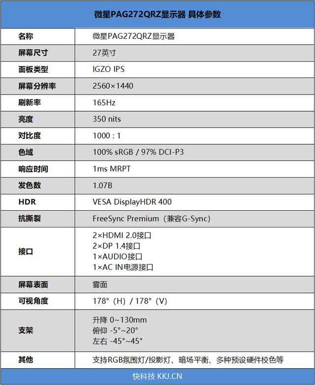 逆袭的IGZO-IPS小金刚！微星PAG272QRZ显示器评测：色域、响应速度更优秀